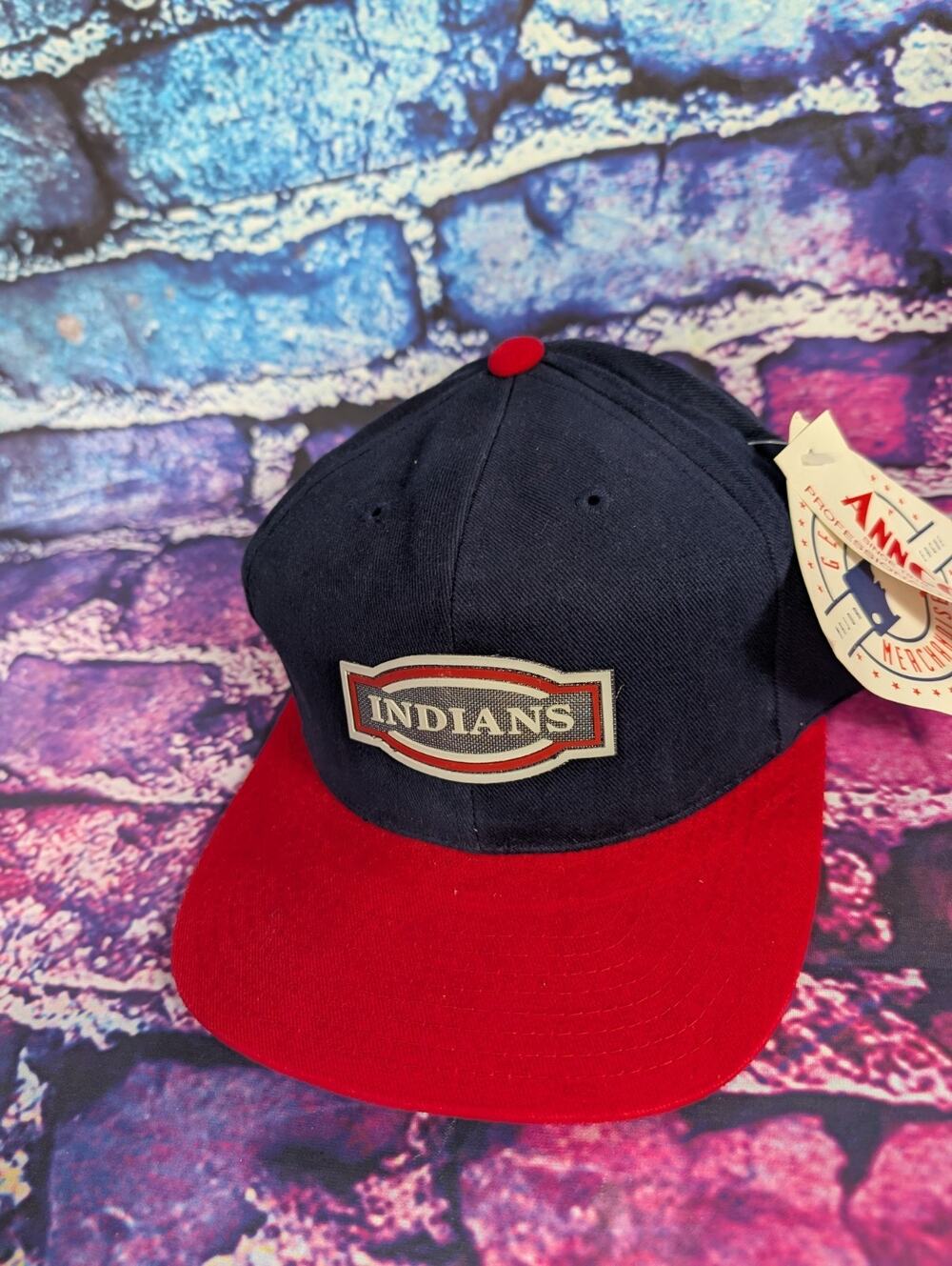 Vintage New Cleveland Indians Spellout Annco Snapback Hat NOS